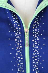 Quacker Factory Women's Vest Size Small Rhinestone Zipper Blue With Pockets - Picture 1 of 12