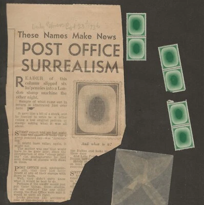 Gran Bretaña 1936 KGV 6 estampillas de huevos escalfados con artículo Daily Express Foto 1 de 4