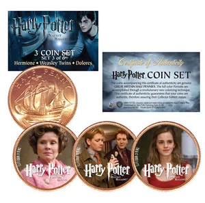 Harry Potter DEATHLY HALLOWS Colorized British Halfpenny 3-Coin Set (Set 3 of 6) - Picture 1 of 1