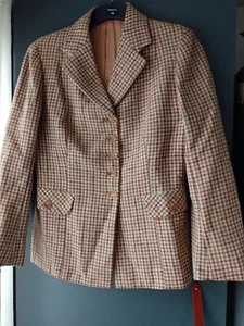 WOMENS UNBRANDED BEIGE RED YELLOW GREEN CHECKED JACKET UK 16 - Picture 1 of 7