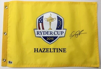 Tom Lehman 2016 Ryder Cup Hazeltine Firmado Pin Bandera Beckett BR77384 Foto 1 de 4