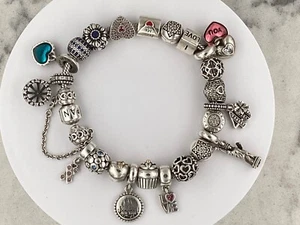 Pandora Sterling Silver Bracelet with 23 Beads P-13390 - Picture 1 of 2