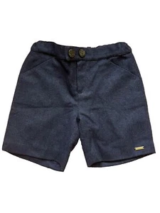 Pili Carrera Boy's Blue Wool Blend Adj Waist Lined Dress Shorts Preppy School 4 - Picture 1 of 6