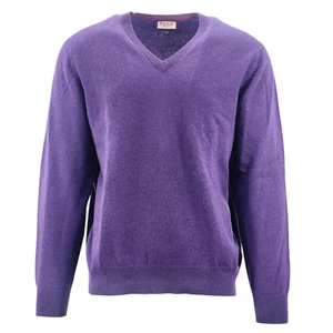 Rosa Thomas dunkler Lavendel reines Kaschmir V-Ausschnitt Pullover Größe -L - Bild 1 von 4