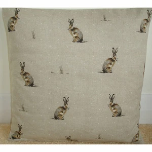 NEW 18" Cushion Cover Fryetts Hartley Hare Natural Brown Beige Hares Rabbits - Picture 1 of 1
