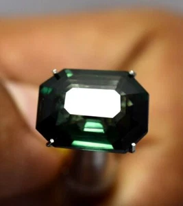 Natural Deep Green Sapphire 8.60 Ct Emerald Cut Loose Gemstone CERTIFIED - Picture 1 of 5