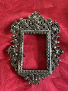 ANTIK Vintage verziertes Metall J.M MUSTERSCHUTZ DEUTSCH GESTEMPELT 333 RAHMENSPIEGEL - Bild 1 von 8