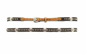 M&F Western Mens Hatband Leather Studded Cross Conchos Black 02350129 - Picture 1 of 1