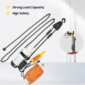 Electric Chain Hoist Single Phase Crane Hoist 2200lb 10ft Lifting Remote Control - Picture 1 of 12