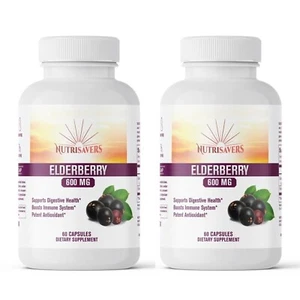Elderberry Immune Capsules, Vitamins, Zinc with Natural Lemon Flavor - 120 Caps - Picture 1 of 8