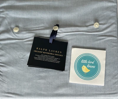 Ralph Lauren FULL/QUEEN Duvet Cover Oxford Blue Reversible Organic Cotton New - Image 1 of 4