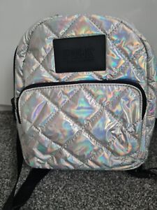 Victoria’s Secret Pink Silver Holographic Quilted Ladies Backpack Bag 