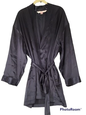 Roupão de cetim feminino Victoria's Secret quimono gravata frente babado sistema operacional romântico sexy - Imagem 1 de 3