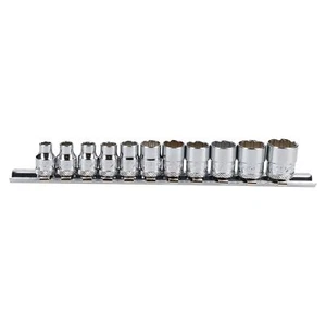 1/4 Zoll Antrieb flache metrische Steckdosen 5 mm - 14 mm 11 Stck. 12 Seiten Zweisechskant auf Schiene - Bild 1 von 3