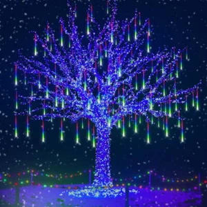 192/288 LED Solar Lights Meteor Shower Rain Tree String Light Xmas Party Outdoor - Picture 1 of 34