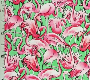 Surfside Pink Flamingos Freckle & Lollie Cotton Fabric Ocean Sea Nautical Beach - Picture 1 of 1