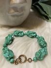 Miriam Haskell Early Poured Green Art Glass Bead Bracelet!!! Rare! B11