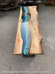 30"x12" Ocean Wave Epoxy Resin Dining Table Luxury Bar Furniture Modern Home Dec - Picture 1 of 9