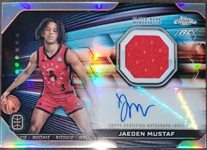 2024 Topps Chrome Overtime Elite JAEDEN MUSTAF Autograph Rookie Jersey Relic -B - Foto 1 di 1