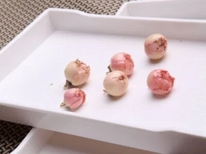 M&T 2007 2PCS Dry Pink Rose Flower Bud Head Charm, Resin Rose with loop GCJ17 - Picture 1 of 2