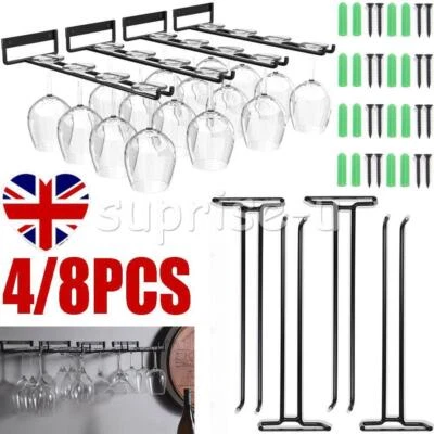 4-8x Hanging Wine Glass Holder Cup Hanger Cabinet and Bar Storage Rack 30cm - Image 1 of 4