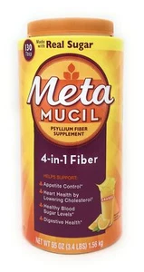 Metamucil Fiber 4-in-1 Psyllium Fiber Supplement Powder with Real Sugar, Orange - Picture 1 of 7