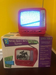 Radio AM/FM Spectra 5" rossa portatile bianco e nero 1999 modello 5-BWR-PK testata - Foto 1 di 12