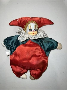 Vintage 80er Narr Puppe Figur Clown Porzellankopf 10" Lillian Vernon ? - Bild 1 von 2