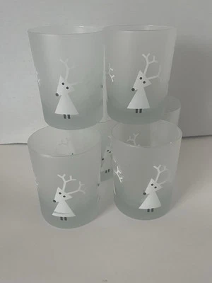 Crate and Barrel Frosted Reindeer Christmas Glasses Set Of 6 - Image 1 of 3