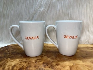 Gevalia Coffee Mugs Tea Cups Tall Latte Ceramic White Red 12oz Lot of 2 - Picture 1 of 8