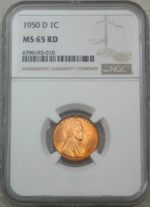 1950-D Lincoln Cent NGC MS65RD Bright Red Superb Luster PQ Just Graded #L220A - Picture 1 of 2