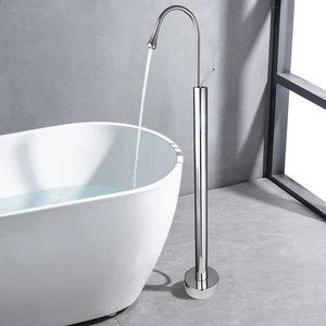 Rubinetto vasca free contemporaneo con rubinetto miscelatore a pavimento doccia a mano - Foto 1 di 10