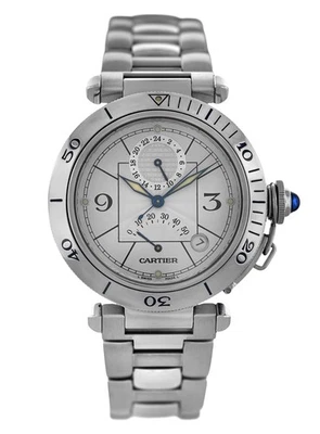 Cartier Pasha GMT 2388 Reserva de marcha 24 horas Subesfera acero 38 mm unisex automático Foto 1 de 4