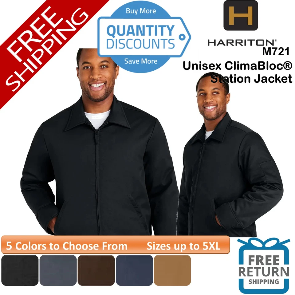 🔥 Harriton Men ClimaBloc Station Jacket zippered pockets Up To 5XL M721 - Image 1 of 1