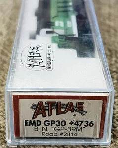 Atlas 4736 N Scale Burlington Northern BN #2814 GP30 White Face Diesel LNIB - Picture 1 of 3