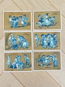 6 Chromos Eau des Carmes Boyer - Jeux d'enfants La tour prends garde XIXe - Picture 1 of 2