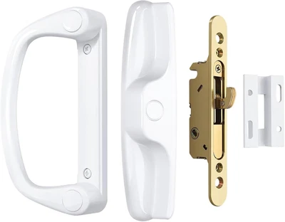 Juego de manijas de puerta corredera de patio sin llave blancas, juego de manijas correderas de repuesto aptas para S Foto 1 de 4