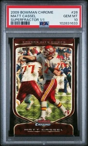 Bowman Chrome #26 Matt Cassel Superfractor 2009 1/1 PSA 10 gemas como nuevo Chiefs - Imagen 1 de 2