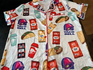 NUOVO! Pigiama Sheshow Taco Bell camicia con bottoni davanti manica corta taglia L - Foto 1 di 5
