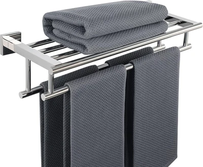 50CM Portasciugamani Bagno Doppio Porta Salviette Da Parete Porta Asciugamano Cr - Immagine 1 di 4