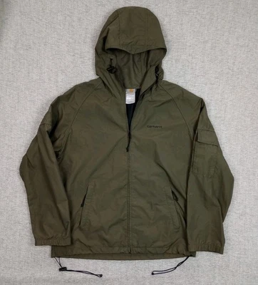 Carhartt Lightweight Hooded Nylon Jacket Men's Size M Khaki Green Zip Up - Image 1 of 4