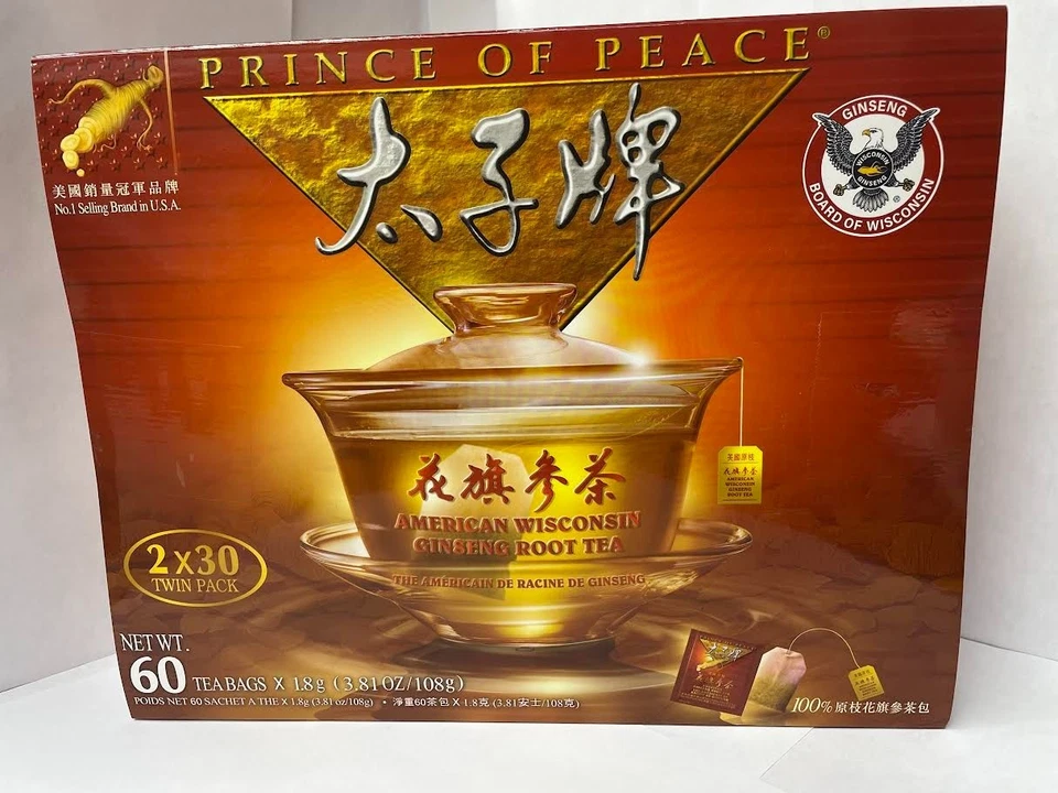 Prince of Peace American Wisconsin Ginseng Root Tea (2x30 Tea Bags) 1.8gx60 Bags