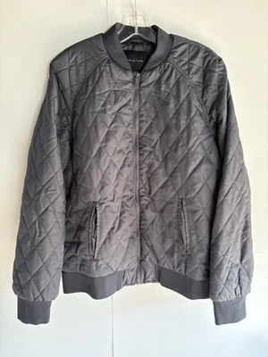 Structure Men’s Quilted Bomber Jacket Gray Zip Up Lightweight Casual M Medium  - Image 1 of 4