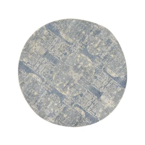 4'x4' Blue Wool and Pure Silk Jewelry Design Hand Knotted Round Rug G78461 - Picture 1 of 7
