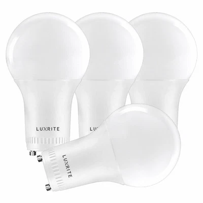 Luxrite GU24 LED A19 Light Bulb 60W Replacement Dimmable 3000K UL Listed 4-Pack - Image 1 of 4
