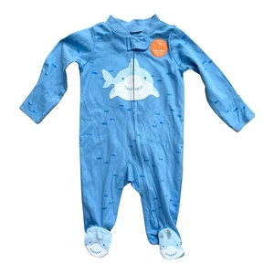 CARTERS Boy’s Blue Shark Footsie Pajamas (3 Months) - Picture 1 of 8