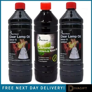 BIRD BRAND CLEAR LAMP OIL 1L CITRONELLA FUEL OIL LIQUID LAMPS BURNING TORCHES - Picture 1 of 10