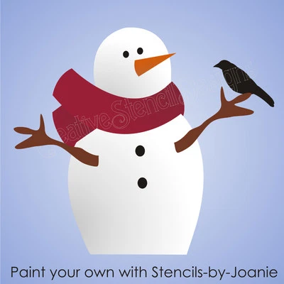 Sm. STENCIL 3" tall Prim Frosty Snowman Crow Winter Christmas DIY Craft Signs - Image 1 of 4