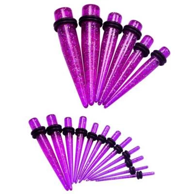 12-18PC Acrylic Tapers Stretching Kit 14G-00G Colorful Ear Gauges Expander Plugs - Image 1 of 4
