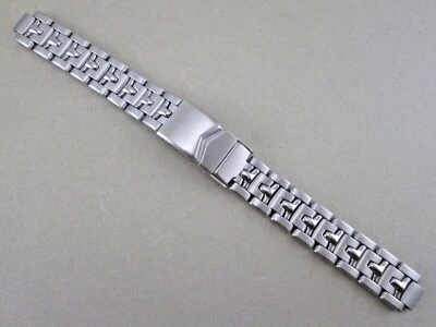 Correa de reloj Rowi 8mm 14mm tamaño taco acero inoxidable tono plata cierre plegable 6.5" largo Foto 1 de 4